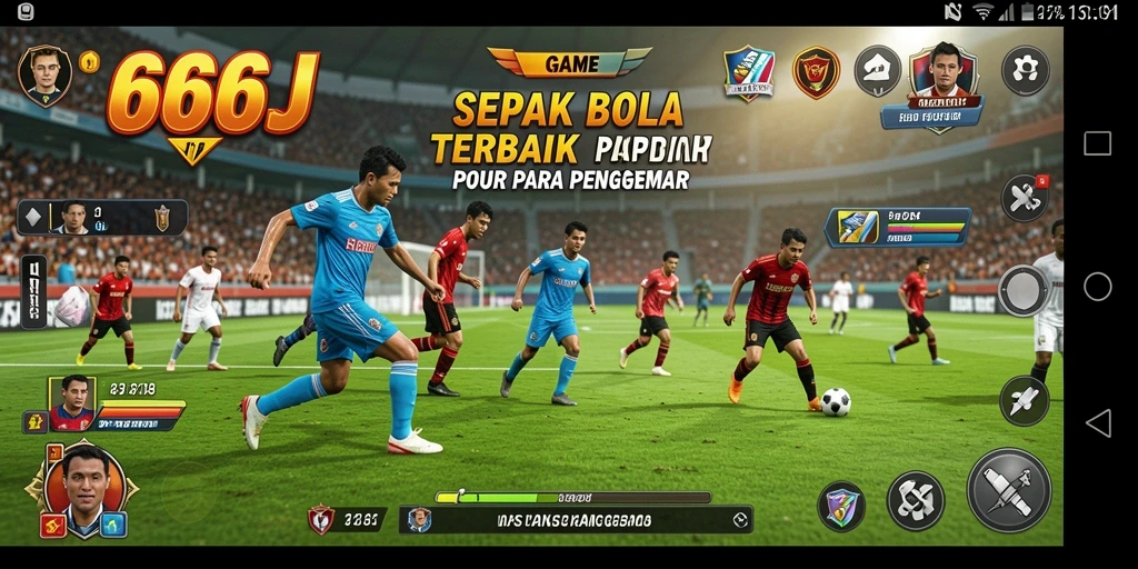 Tampilan gameplay menarik dari 666J dalam aksi sepak bola.