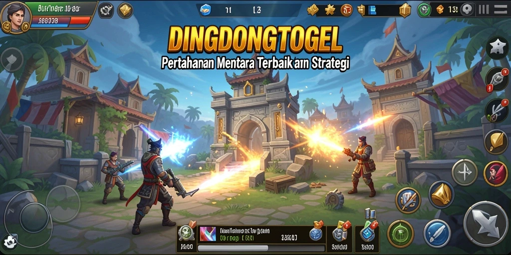 Tampilan gameplay DINGDONGTOGEL yang menegangkan dalam pertahanan menara.