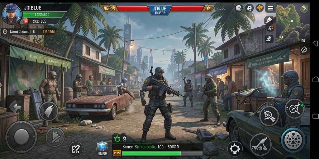 Screenshot dari gameplay JTBLUE yang menampilkan simulasi interaktif.