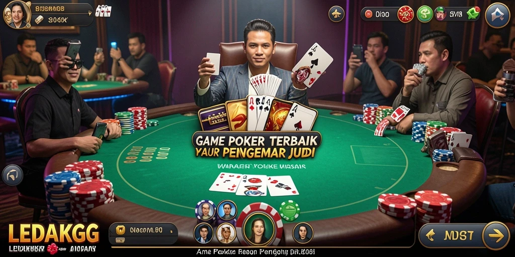 Screenshot game LEDAKGG menampilkan aksi seru permainan Poker.