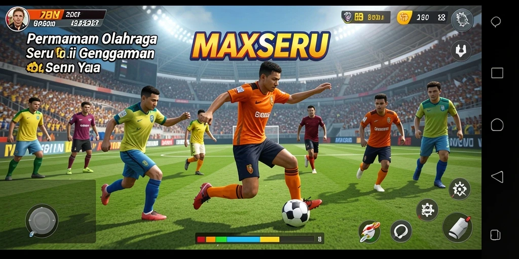 Screenshot MAXSERU menampilkan gameplay olahraga yang seru dan interaktif.