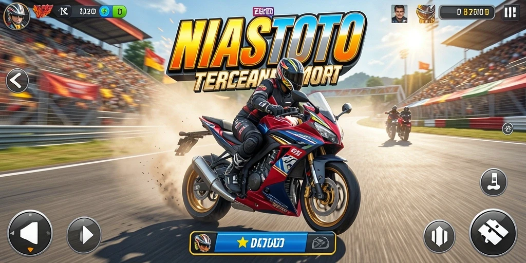 Screenshot dari NIASTOTO menampilkan balapan motor yang penuh aksi.