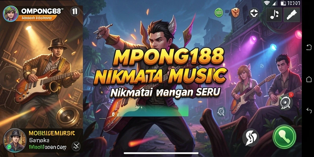 Tampilan gameplay OMPONG188 yang menarik dengan alat musik virtual.