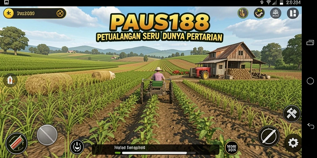 Tampilan gameplay PAUS188 yang menggambarkan aktivitas bertani yang seru.