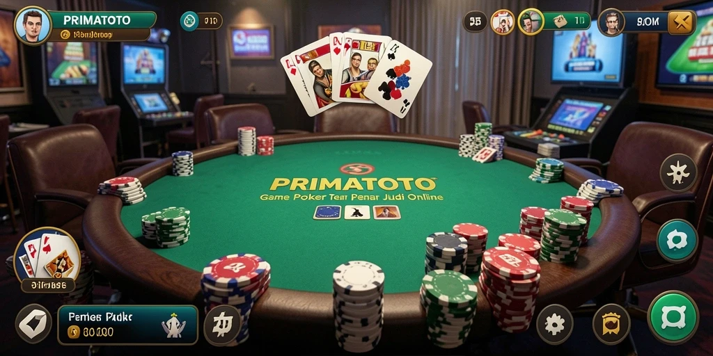 Tampilan menarik dari gameplay poker di PRIMATOTO.