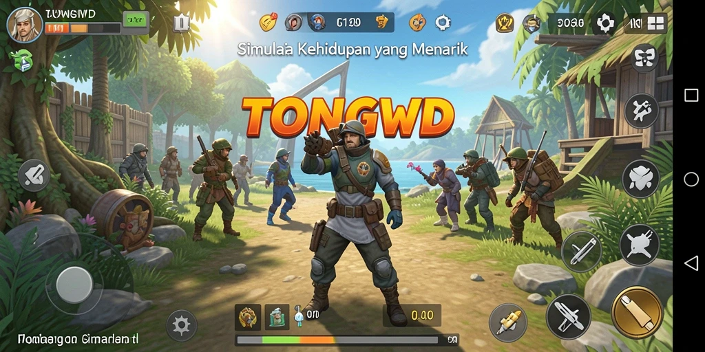 Tampilan gameplay TONGWD yang menawan dengan berbagai aktivitas menarik.